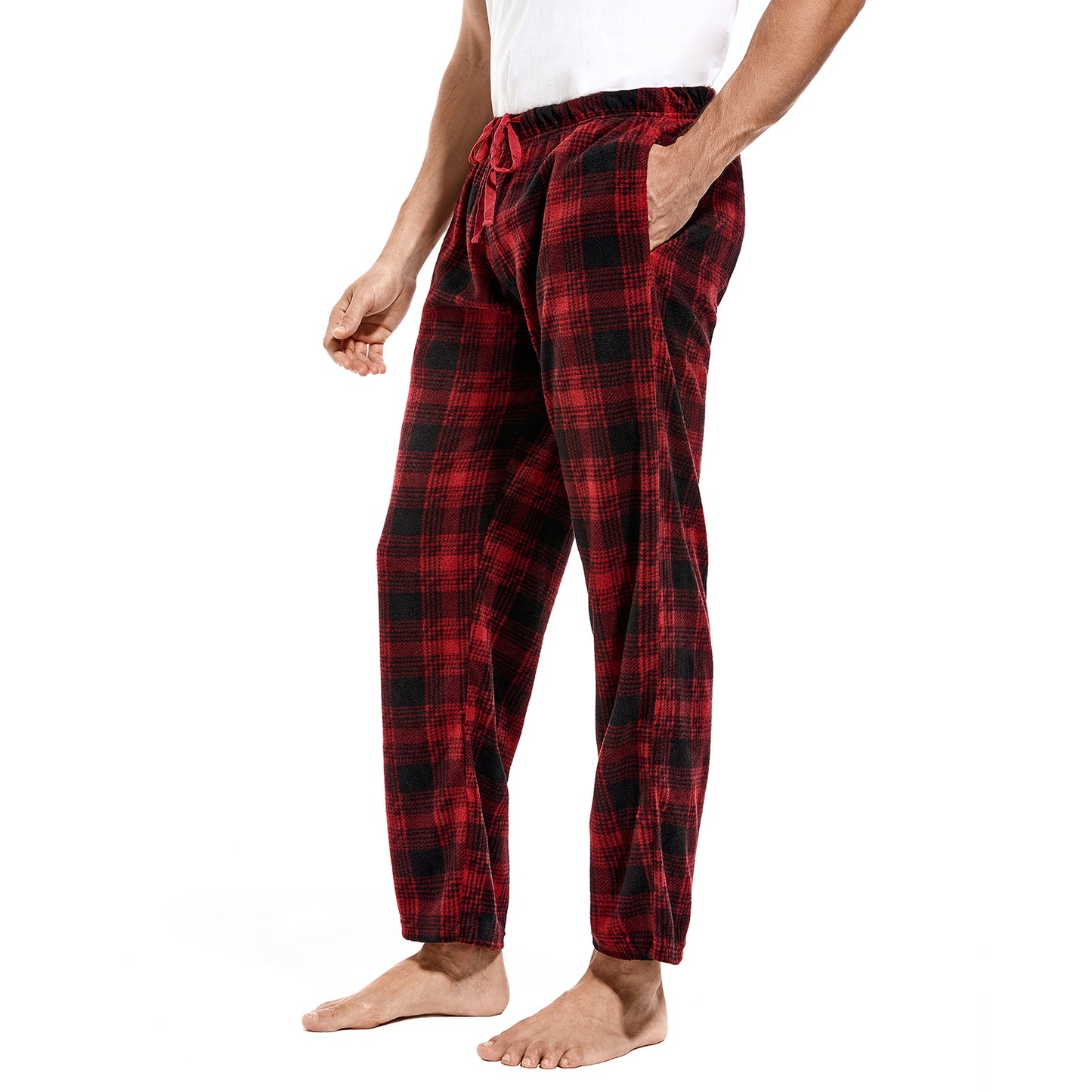 DG Hill Pajamas for Men, Fleece Pajama Bottoms with Pockets, Plaid or Camo Mens Sleep Pants