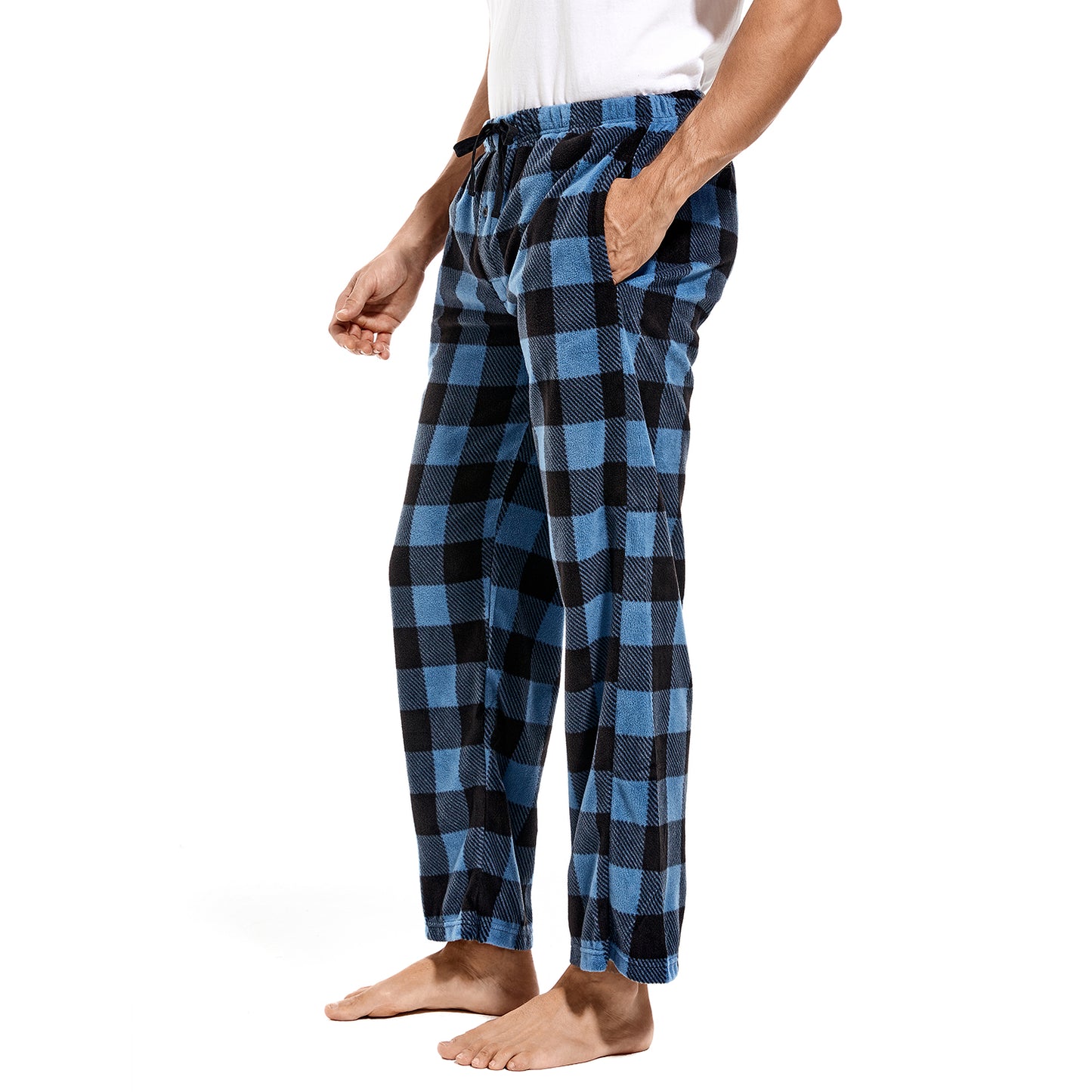 DG Hill Pajamas for Men, Fleece Pajama Bottoms with Pockets, Plaid or Camo Mens Sleep Pants