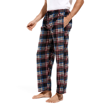 DG Hill Pajamas for Men, Fleece Pajama Bottoms with Pockets, Plaid or Camo Mens Sleep Pants