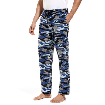 DG Hill Pajamas for Men, Fleece Pajama Bottoms with Pockets, Plaid or Camo Mens Sleep Pants