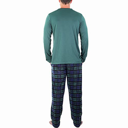 DG Hill (2 Piece Fleece Lightweight Men's Pajama Set Plaid Loungewear PJs, Long Sleeve Henley Shirt with Pajama Pants Blue Camo