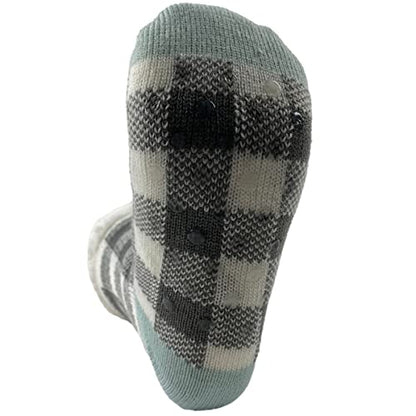 DG Hill Treehouse Knits (2 Pack) Kids Slipper Socks Grippers, Kids Fuzzy Socks, Thermal Lined Sherpa Socks Knit Fleece