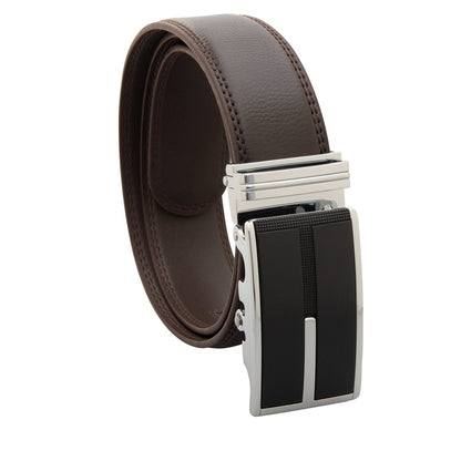 DG Hill Men's Casual Leather Belt with Sliding Ratchet Belt for Men, Trim To Fit, Adjustable Belt For Jeans