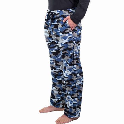 DG Hill (3 Pairs Mens PJ Pajama Pants Bottoms Fleece Lounge Pants Sleepwear Plaid PJs with Pockets Microfleece, Blue Combo, X-Large