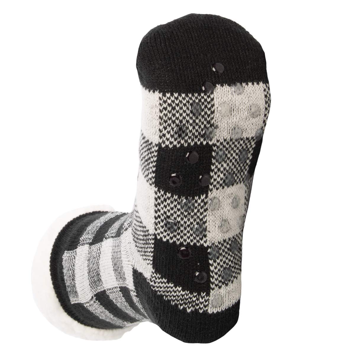 DG Hill Treehouse Knits (2 Pack) Kids Slipper Socks Grippers, Kids Fuzzy Socks, Thermal Lined Sherpa Socks Knit Fleece