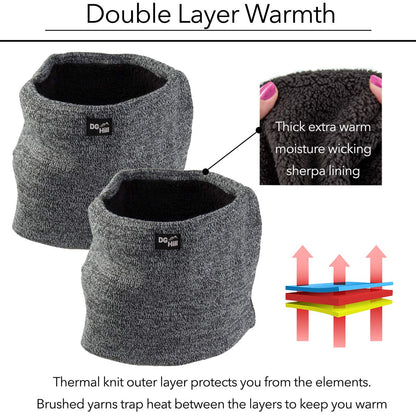 DG Hill (2 Pack Thermal Fleece Lined Double-Layered Neck Warmers, Warm Windproof Winter Ski Neck Gaiter for Men and Women