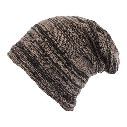 DG Hill Knit Slouchy Beanie for Men, Mens Winter Hat, Stocking Caps for Men Striped, Ribbed, Lined, Lightweight Blue/Black