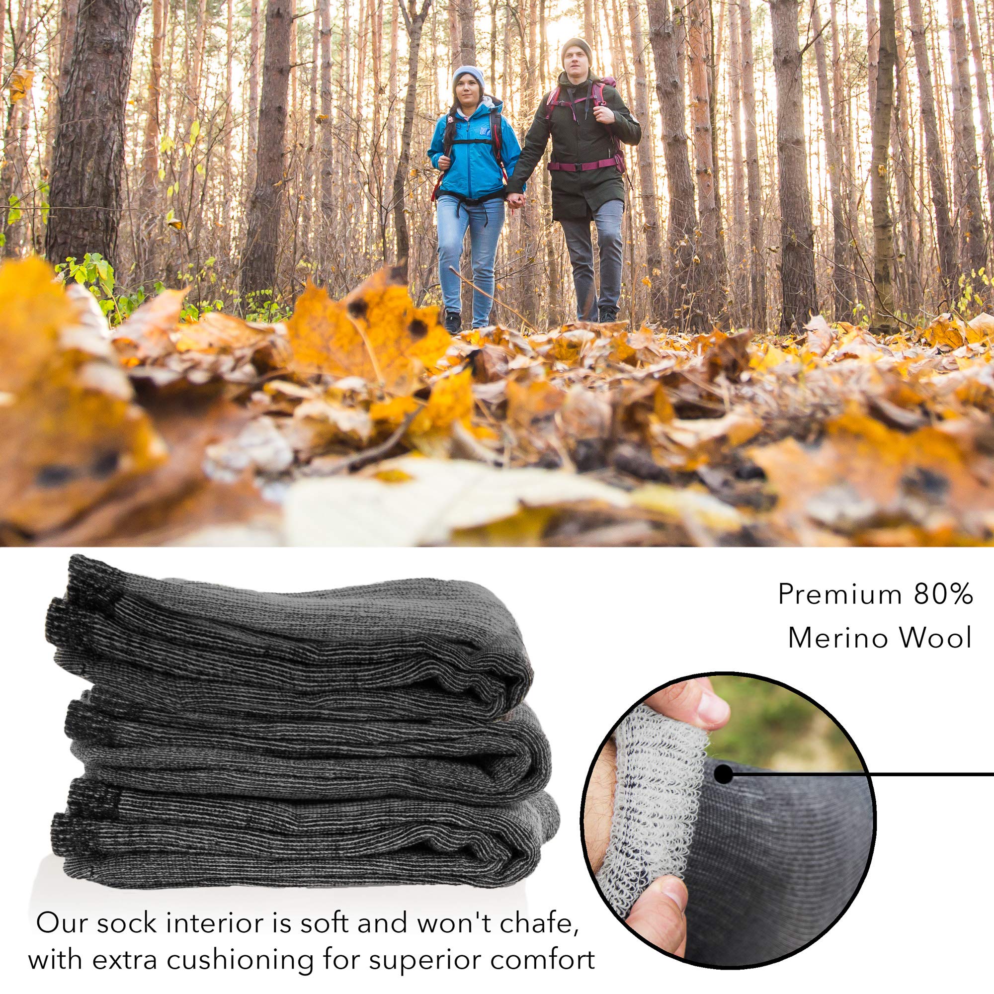 Thermal 80% Merino Wool Socks (Same Color 3 or 6 pairs)